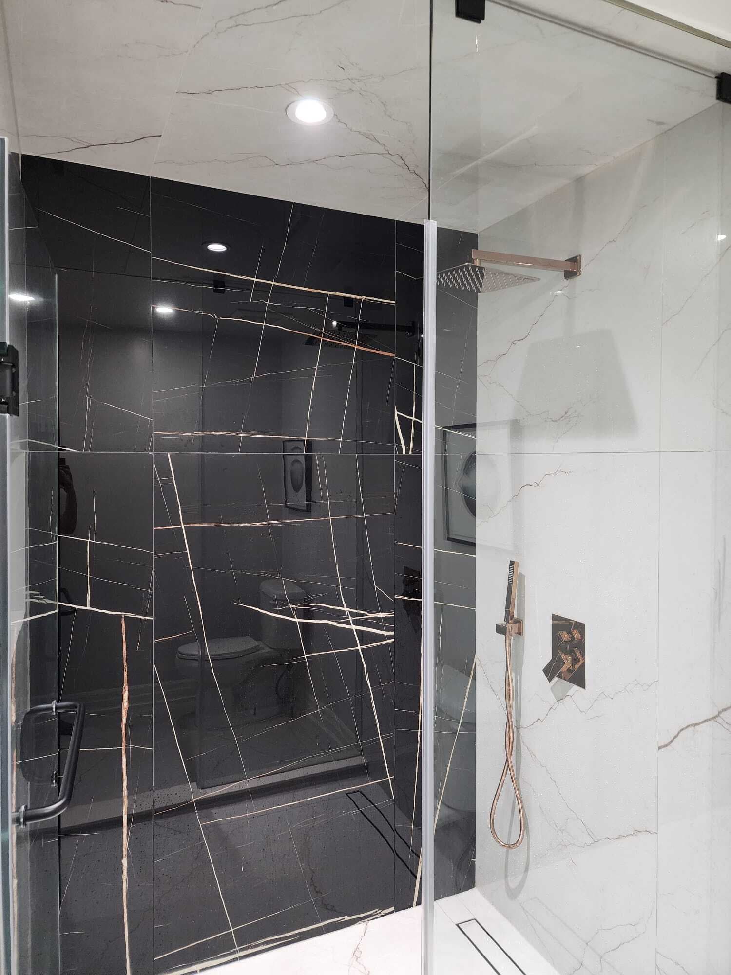 Luxury shower tile installation